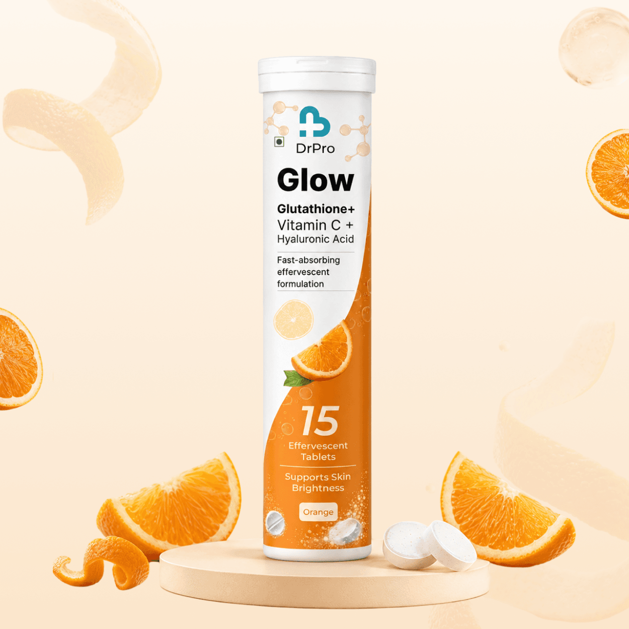 DrPro Glow 500mg Glutathione Effervescent Tablets with Vitamin C